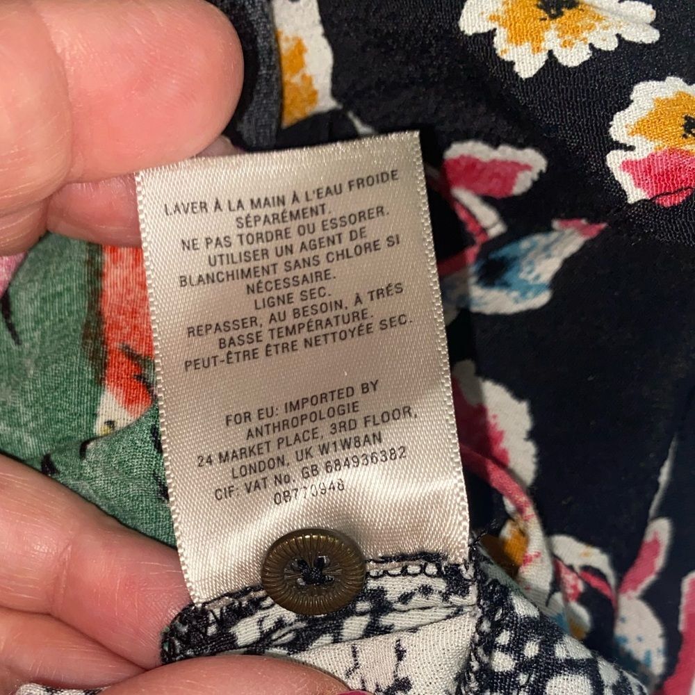 ANTHROPOLOGIE Maeve Violette Midi Sleeveless Dress Black Floral Multi - Picture 7 of 8